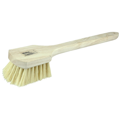 20″ Utility Scrub Brush, White Tampico Fill, Long Handle, Wood Block - Apex Tool & Supply