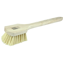 20″ Utility Scrub Brush, White Tampico Fill, Long Handle, Wood Block - Apex Tool & Supply