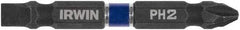 Irwin - #2 Phillips/Slotted Screwdriver Bit - 1/4" Hex Drive, 2-3/8" OAL - Apex Tool & Supply