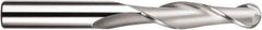SGS - 20mm Diam, 75mm LOC, 2 Flute Solid Carbide Ball End Mill - TiCN Finish, Single End, 150mm OAL, 20mm Shank Diam, Spiral Flute - Apex Tool & Supply