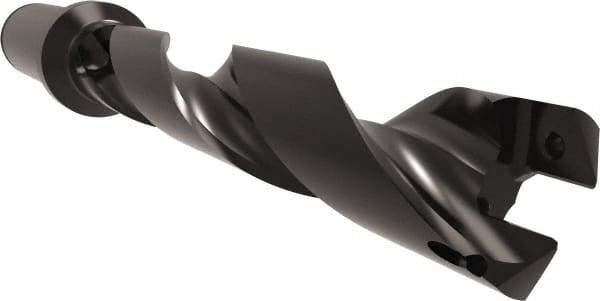 Allied Machine and Engineering - Series 24, 24 to 26mm Diam, 1" Diam Straight Shank with Flange, Helical Flute Spade Drill - 5-1/8" Max Depth, 6-17/32" Body Length, 8-13/16" OAL, Standard Length, Through Coolant - Apex Tool & Supply