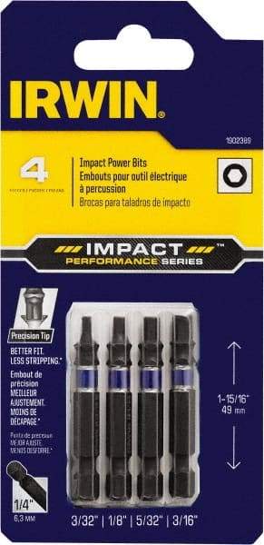 Irwin - 4 Piece, Bit Set - 3/32 to 3/16" Hex, Hex Point - Apex Tool & Supply