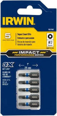 Irwin - 1/4" Drive, #2 Square Screwdriver Bit - 1" OAL - Apex Tool & Supply