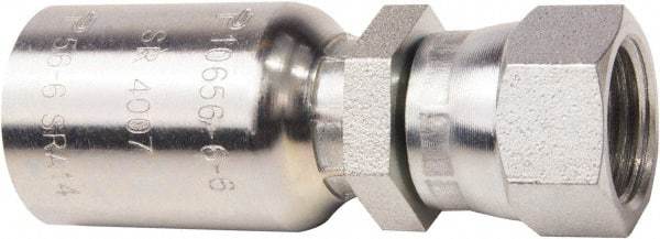 Parker - 7/16-20 JIC Steel Hydraulic Hose Female JIC 37/45° Dual Flare Swivel Straight Fitting - 6,000 psi, -4 Hose Size, 1/4" Hose Diam - Apex Tool & Supply