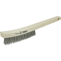 Hand Wire Scratch Brush, .012 Stainless Steel Fill, Curved Handle, 4 × 18 Rows - Apex Tool & Supply