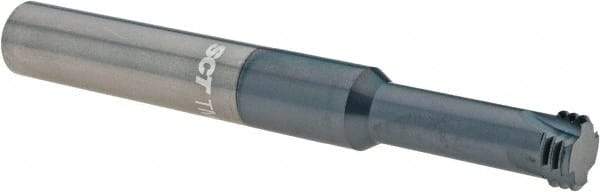 Scientific Cutting Tools - M14x1.50 Metric Fine, 0.45" Cutting Diam, 4 Flute, Solid Carbide Helical Flute Thread Mill - Internal Thread, 1.2" LOC, 4" OAL, 1/2" Shank Diam - Apex Tool & Supply