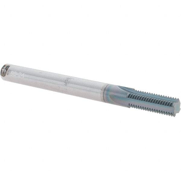 Scientific Cutting Tools - 3/8-24 Thread, 5/16" Shank Diam, AlTiN+ Coating, Solid Carbide Straight Flute Thread Mill - 4 Flutes, 3-1/2" OAL, 3/8" Min Noml Diameter - Apex Tool & Supply