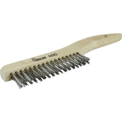 Hand Wire Scratch Brush. .012 Stainless Steel Fill, Shoe Handle, 2 × 17 Rows - Apex Tool & Supply