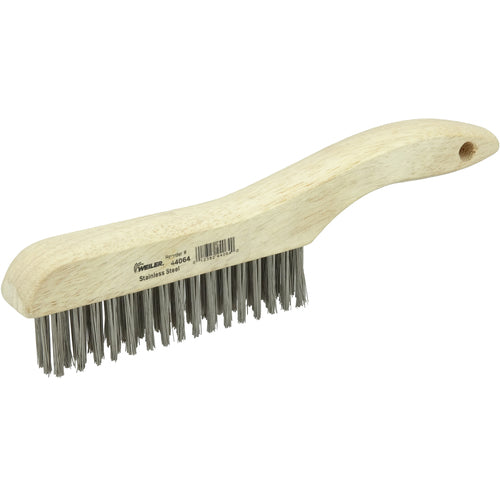 Hand Wire Scratch Brush, .012 Stainless Steel Fill, Shoe Handle, 4 × 16 Rows - Apex Tool & Supply
