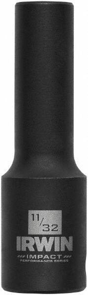 Irwin - 3/8" Drive 11/32" Deep Thin Wall Impact Socket - 6 Points, 2-1/2" OAL - Apex Tool & Supply