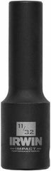 Irwin - 3/8" Drive 11/32" Deep Thin Wall Impact Socket - 6 Points, 2-1/2" OAL - Apex Tool & Supply