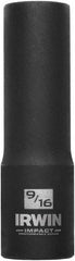 Irwin - 1/2" Drive 9/16" Deep Thin Wall Impact Socket - 6 Points, 3-1/4" OAL - Apex Tool & Supply