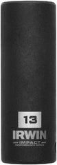 Irwin - 3/8" Drive 13mm Deep Thin Wall Impact Socket - 6 Points, 2-1/2" OAL - Apex Tool & Supply