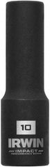 Irwin - 3/8" Drive 10mm Deep Thin Wall Impact Socket - 6 Points, 2-1/2" OAL - Apex Tool & Supply