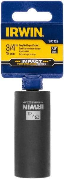 Irwin - 3/8" Drive 3/4" Deep Thin Wall Impact Socket - 6 Points, 2-1/2" OAL - Apex Tool & Supply
