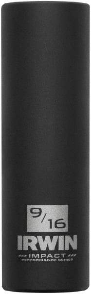 Irwin - 3/8" Drive 9/16" Deep Thin Wall Impact Socket - 6 Points, 2-1/2" OAL - Apex Tool & Supply