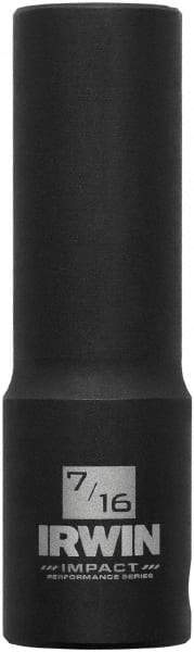 Irwin - 3/8" Drive 7/16" Deep Thin Wall Impact Socket - 6 Points, 2-1/2" OAL - Apex Tool & Supply