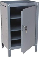 Value Collection - 3 Shelf Combination Storage Cabinet & Work Table - Gray, 21" Wide x 34" High - Apex Tool & Supply
