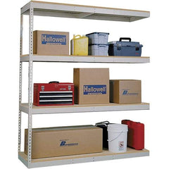 Hallowell - 4 Shelf Add-On Open Steel Shelving - 600 Lb Capacity, 60" Wide x 84" High x 36" Deep, Tan - Apex Tool & Supply