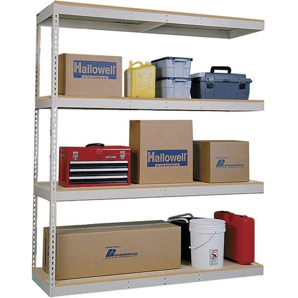 Hallowell - 4 Shelf Add-On Open Steel Shelving - 2 Lb Capacity, 60" Wide x 84" High x 30" Deep, Tan - Apex Tool & Supply