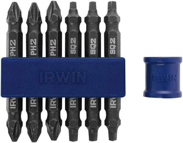 Irwin - 7 Piece, Phillips, Square Handle, Double End Bit Set - No. 2 Phillips - Apex Tool & Supply