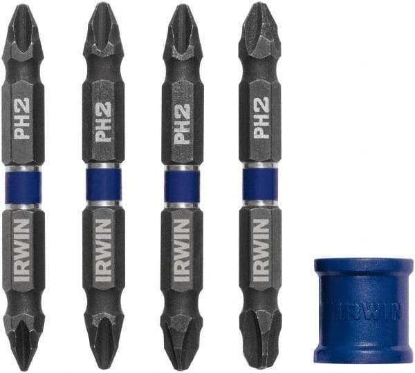 Irwin - 5 Piece, Phillips Handle, Double End Bit Set - No. 1 to No. 3 Phillips - Apex Tool & Supply