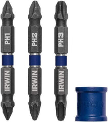 Irwin - 4 Piece, Phillips Handle, Double End Bit Set - No. 1 to No. 3 Phillips - Apex Tool & Supply