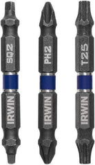 Irwin - 3 Piece, Screwdriver Double End Bit Set - T25 Torx, #2 Square Recess - Apex Tool & Supply