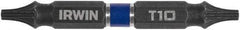Irwin - T10 x T10 D/E Torx Screwdriver Bit - 1/4" Hex Drive, 2-3/8" OAL - Apex Tool & Supply