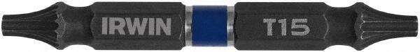 Irwin - T15 x T15 D/E Torx Screwdriver Bit - 1/4" Hex Drive, 2-3/8" OAL - Apex Tool & Supply