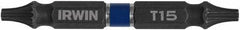 Irwin - T15 x T15 D/E Torx Screwdriver Bit - 1/4" Hex Drive, 2-3/8" OAL - Apex Tool & Supply