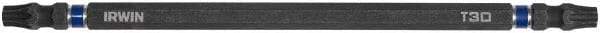 Irwin - T30 x T30 D/E Torx Screwdriver Bit - 1/4" Hex Drive, 6" OAL - Apex Tool & Supply
