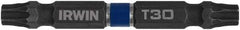 Irwin - T30 x T30 Torx Bit - 1/4" Hex Drive, 2-3/8" OAL - Apex Tool & Supply