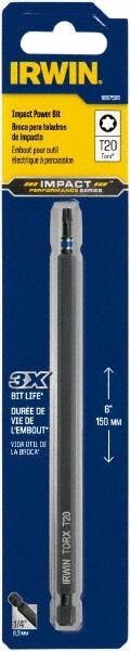 Irwin - T20 Torx Bit - 1/4" Hex Drive, 6" OAL - Apex Tool & Supply