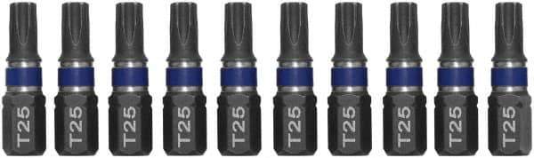 Irwin - 1/4" Drive T25 Torx Screwdriver Bit - 1" OAL, Insert Bit - Apex Tool & Supply