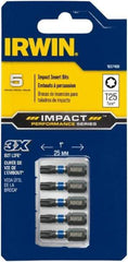 Irwin - 1/4" Drive T25 Torx Screwdriver Bit - 1" OAL, Insert Bit - Apex Tool & Supply