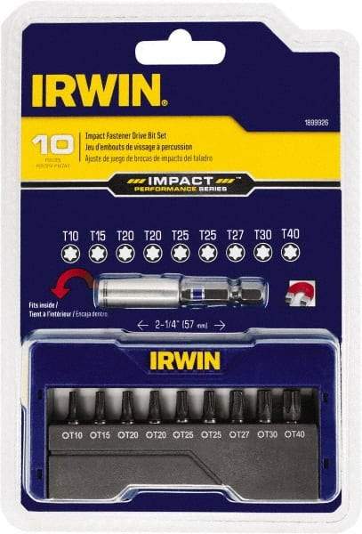 Irwin - 10 Piece, Screwdriver Insert Bit Set - T10 to T40 Torx - Apex Tool & Supply