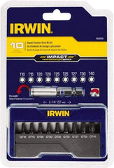 Irwin - 10 Piece, Screwdriver Insert Bit Set - T10 to T40 Torx - Apex Tool & Supply