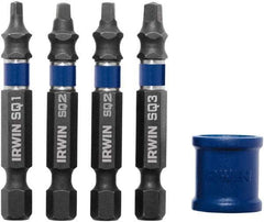 Irwin - 5 Piece, Screwdriver Power Bit Set - #1 to #3 Square Recess - Apex Tool & Supply