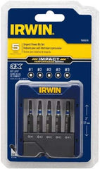 Irwin - 5 Piece, Screwdriver Power Bit Set - #1 to #3 Square Recess - Apex Tool & Supply