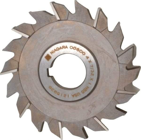 Keo - 4" Diam x 7/32" Width of Cut, 18 Teeth, High Speed Steel Side Milling Cutter - Staggered Teeth, Uncoated - Apex Tool & Supply