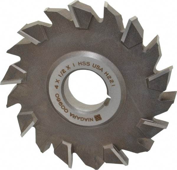 Keo - 4" Diam x 1/2" Width of Cut, 18 Teeth, High Speed Steel Side Milling Cutter - Staggered Teeth, Uncoated - Apex Tool & Supply