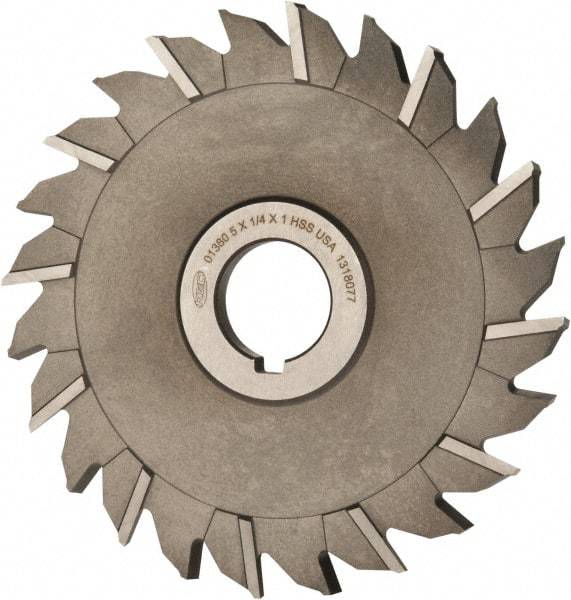 Keo - 5" Diam x 1/4" Width of Cut, 24 Teeth, High Speed Steel Side Milling Cutter - Staggered Teeth, Uncoated - Apex Tool & Supply