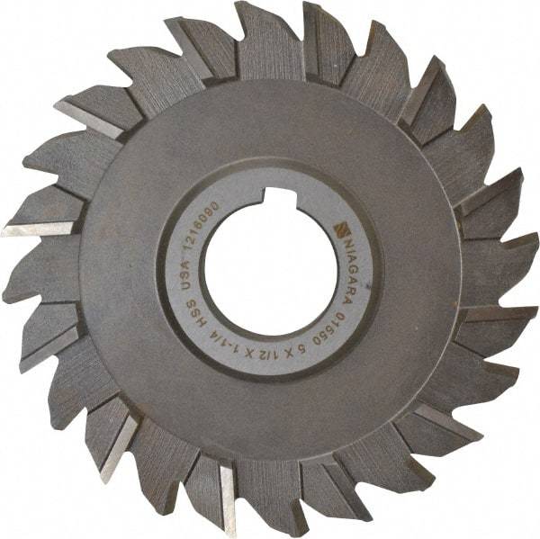 Keo - 5" Diam x 1/2" Width of Cut, 24 Teeth, High Speed Steel Side Milling Cutter - Staggered Teeth, Uncoated - Apex Tool & Supply