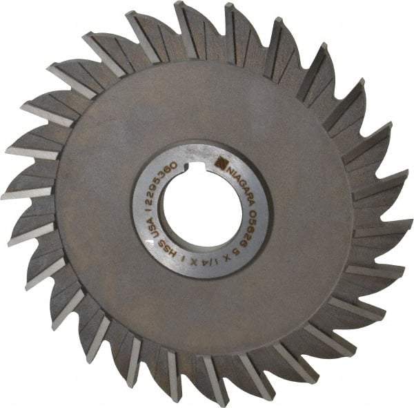Keo - 5" Diam x 1/4" Width of Cut, 26 Teeth, High Speed Steel Side Milling Cutter - Straight Teeth, Uncoated - Apex Tool & Supply