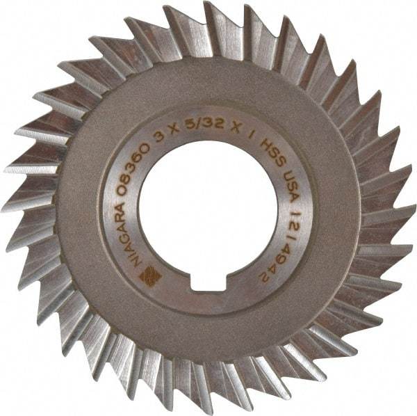 Keo - 3" Blade Diam x 5/32" Blade Thickness, 1" Hole, 32 Teeth, High Speed Steel Side Chip Saw - Straight Tooth, Arbor Connection, Right Hand Cut, Uncoated, with Keyway - Apex Tool & Supply