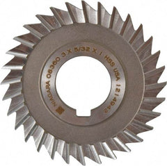 Keo - 3" Blade Diam x 5/32" Blade Thickness, 1" Hole, 32 Teeth, High Speed Steel Side Chip Saw - Straight Tooth, Arbor Connection, Right Hand Cut, Uncoated, with Keyway - Apex Tool & Supply