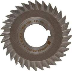 Keo - 3" Blade Diam x 3/16" Blade Thickness, 1" Hole, 32 Teeth, High Speed Steel Side Chip Saw - Straight Tooth, Arbor Connection, Right Hand Cut, Uncoated, with Keyway - Apex Tool & Supply