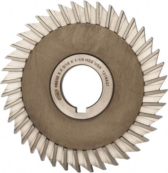 Keo - 5" Blade Diam x 3/16" Blade Thickness, 1-1/4" Hole, 40 Teeth, High Speed Steel Side Chip Saw - Straight Tooth, Arbor Connection, Right Hand Cut, Uncoated, with Keyway - Apex Tool & Supply