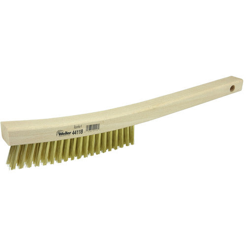 Plater's Brush, Brass Fill, 3 × 19 Rows, Curved Handle - Apex Tool & Supply